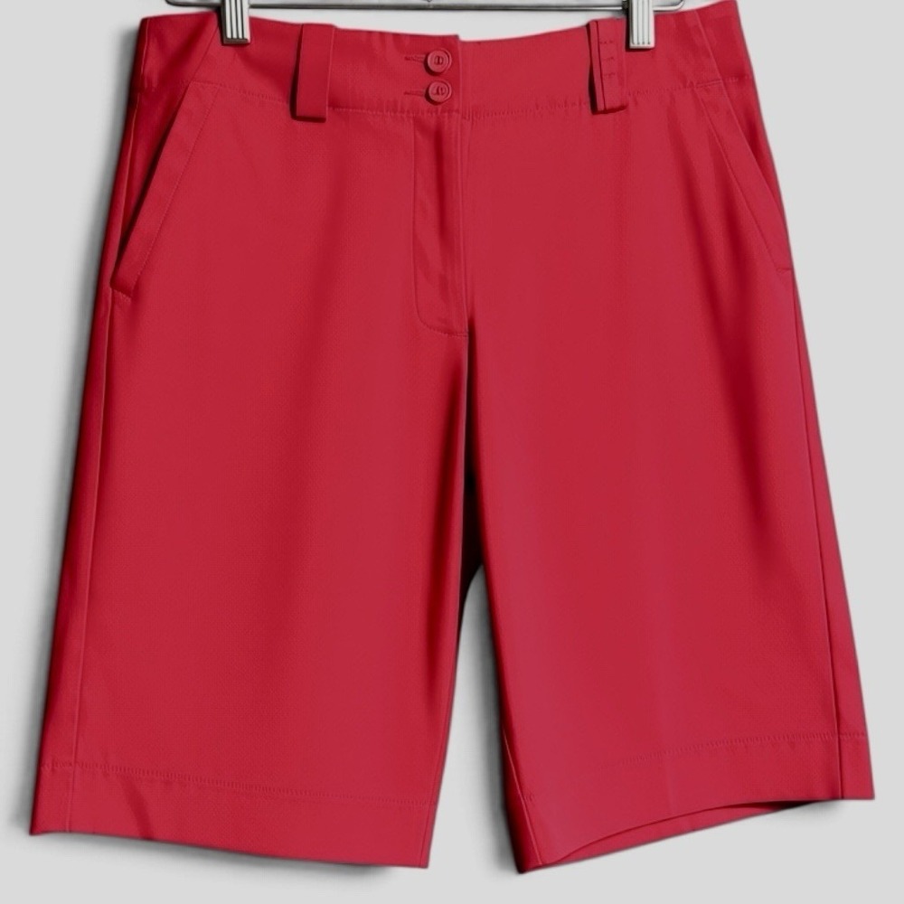 Nike Golf FIT DRY Bermuda Shorts Size 8 Red Stretch Y2K Golfcore Preppy